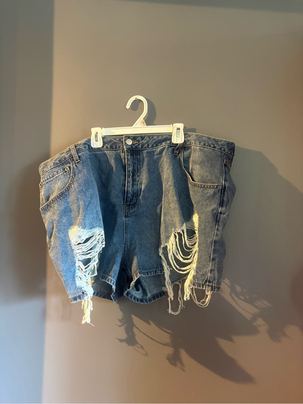Fashion Nova Distressed Blue Denim Cutoff Shorts